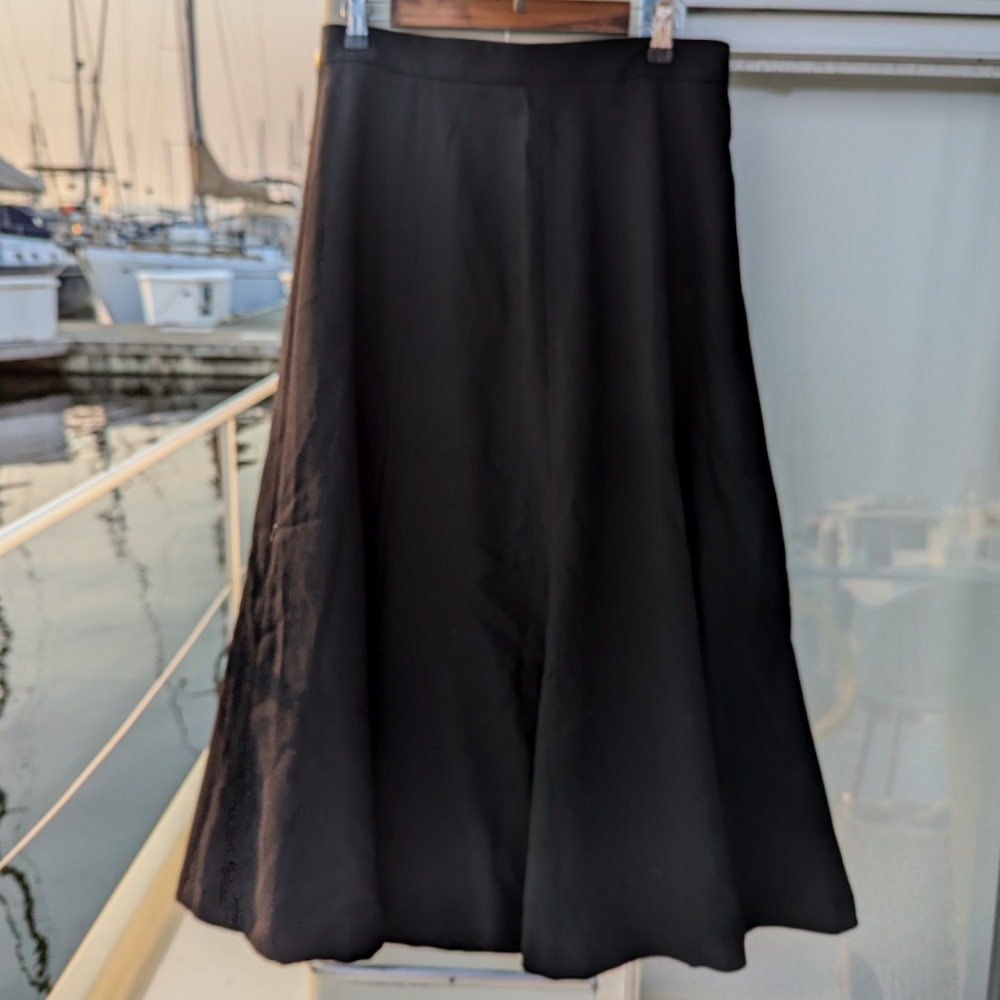 J. Peterman | Wool Flared Circle Skirt Black Size 14